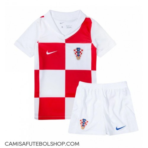 Camisa de time de futebol Croácia Replicas 1º Equipamento Infantil Europeu 2024 Manga Curta (+ Calças curtas)